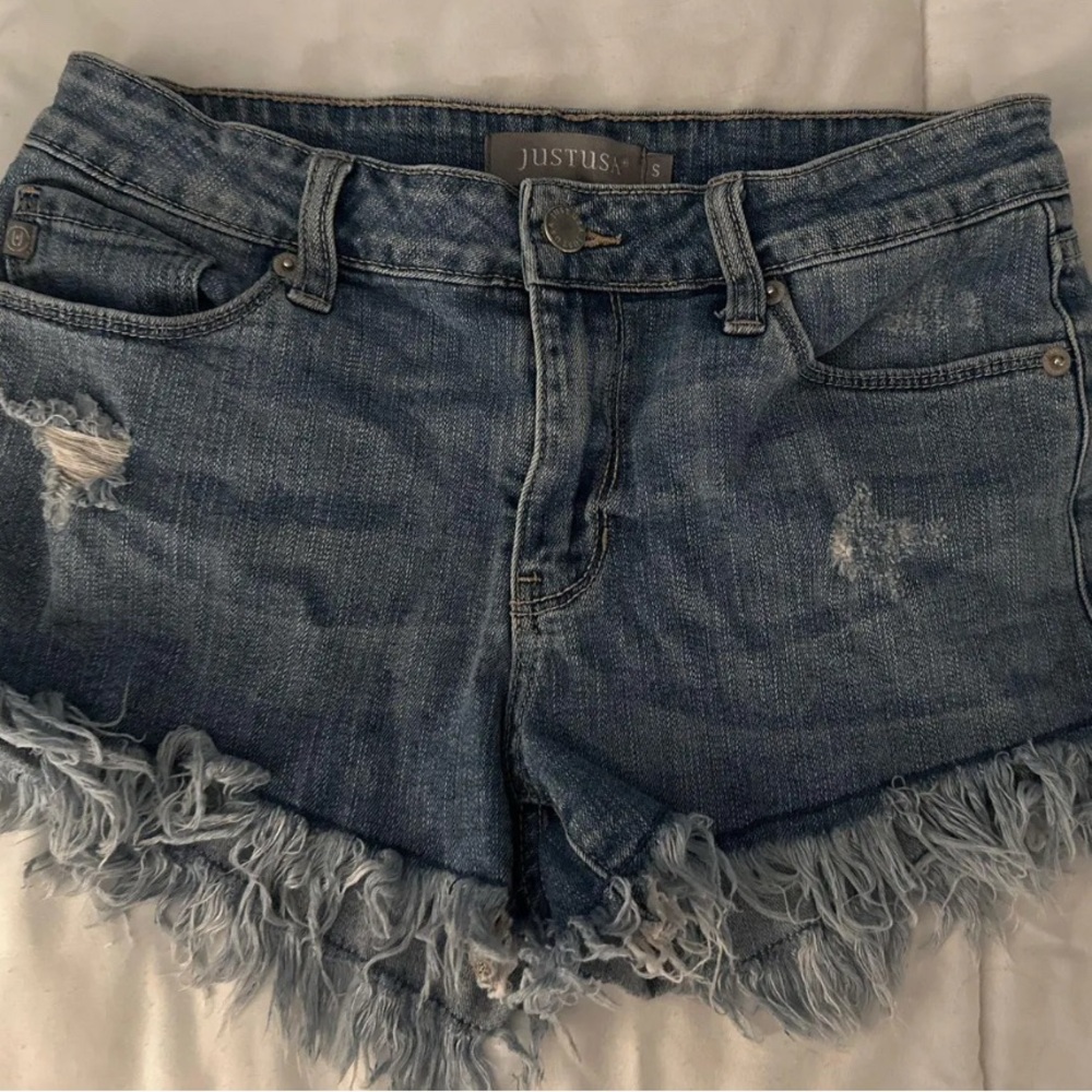 Just USA Blue Jean Shorts Distressed Cut-Off Style